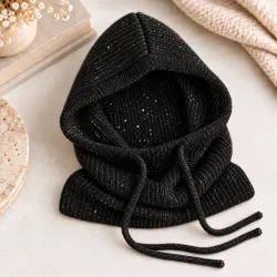 Cagoule à paillettes avec cordons