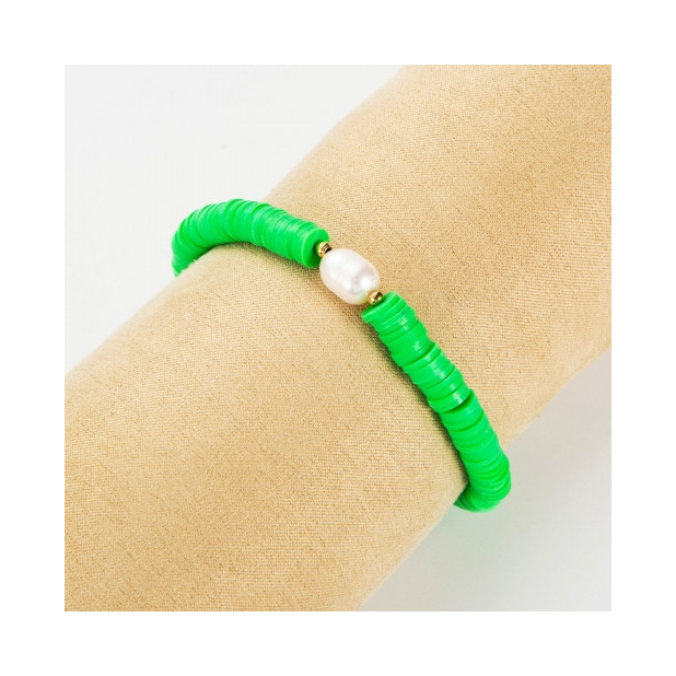 Bracelet acier tendance perle - vert