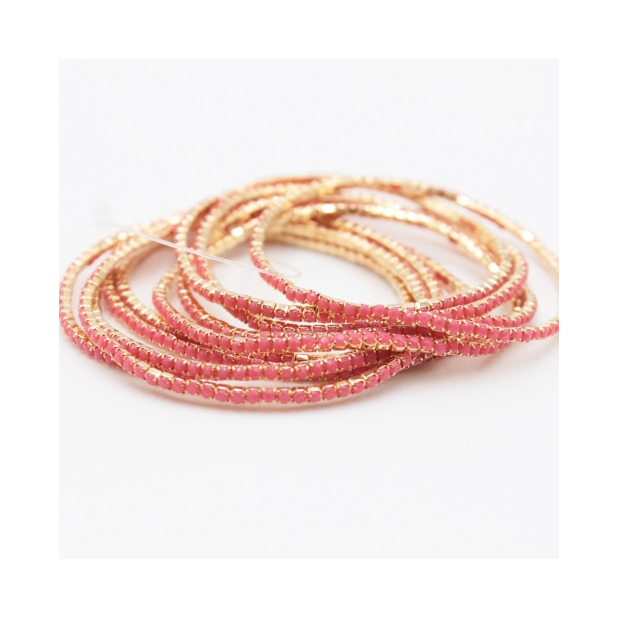 Lot de 10 bracelets strass - rose mat