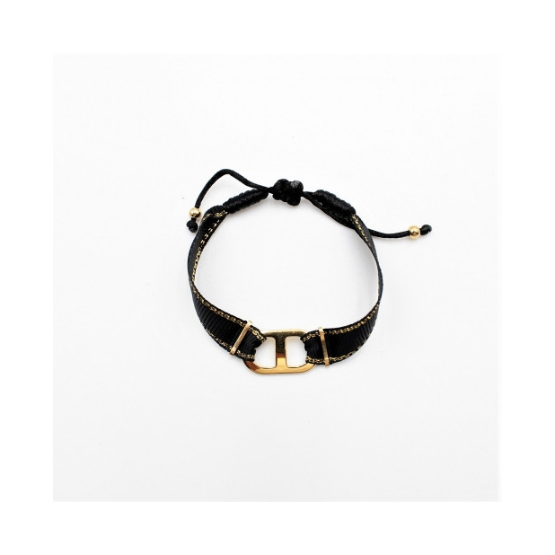 bracelet tissus maillon luxe - noir