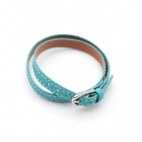 Bracelet multi tour en cuir - turquoise
