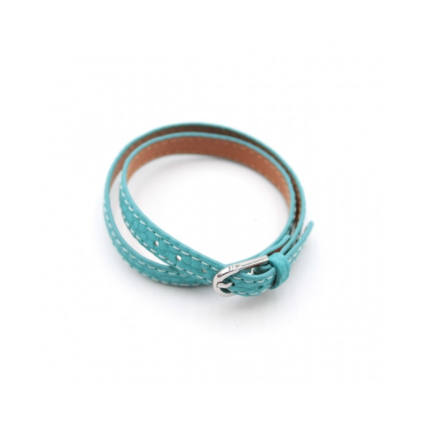 Bracelet multi tour en cuir - turquoise