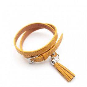 Bracelet cuir avec breloque - jaune