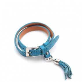 Bracelet cuir avec breloque - bleu