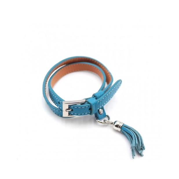 Bracelet cuir avec breloque - bleu