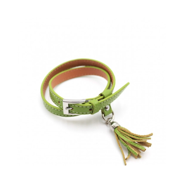 Bracelet cuir avec breloque - vert