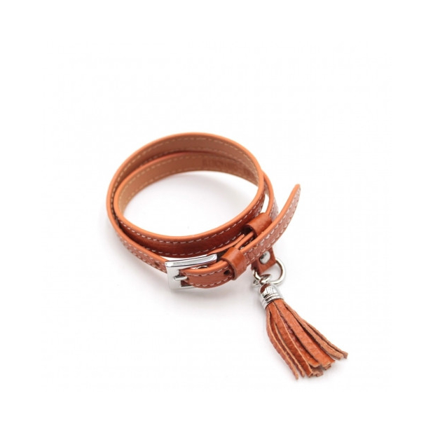 Bracelet cuir avec breloque - camel