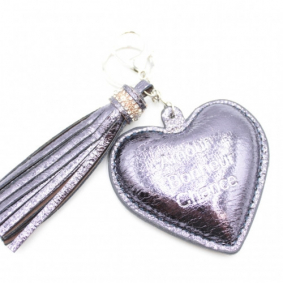 Porte clefs coeur Amour Bonheur Chance - violet