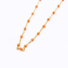 Collier acier perles de couleurs - orange