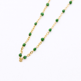 Collier acier perles de couleurs - vert