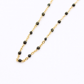 Collier acier perles de couleurs - noir