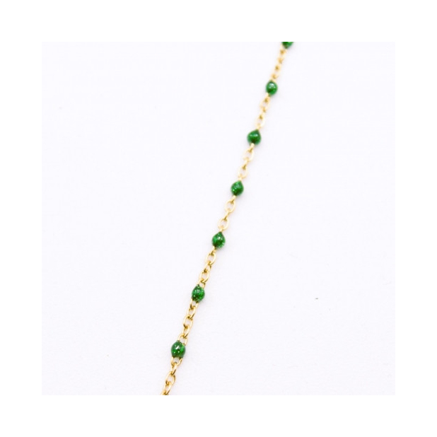Bracelet acier perles de couleurs - vert