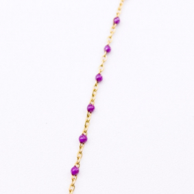 Bracelet acier perles de couleurs - violet