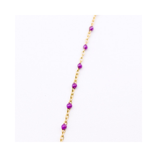 Bracelet acier perles de couleurs - violet