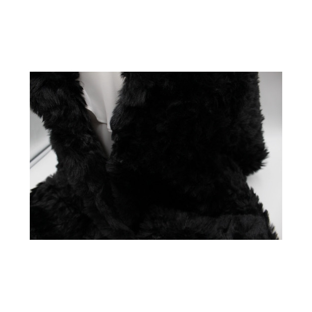 Grosse écharpe fausse fourrure vison - noire