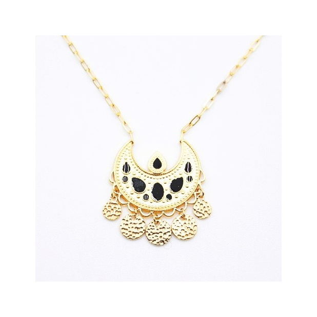 Collier style mauresque avec pampille noir