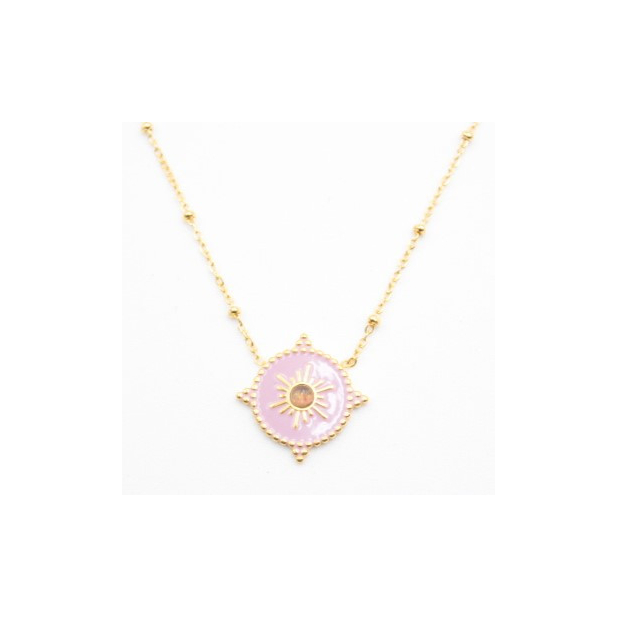 Collier fin pampille colorée