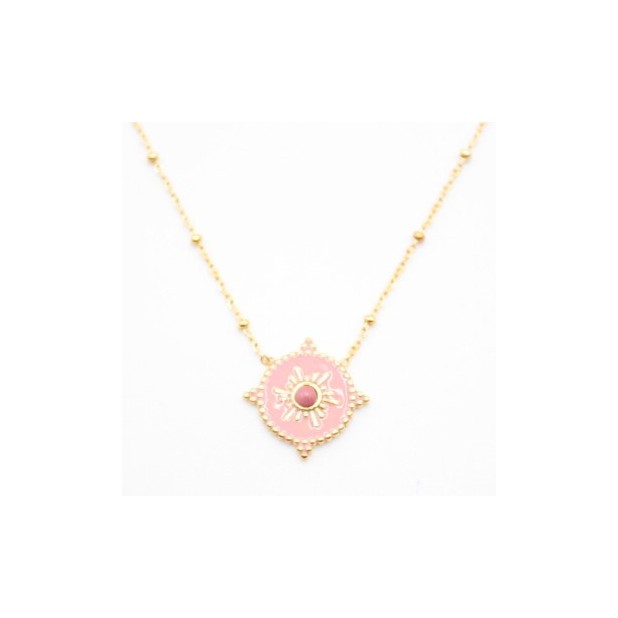 Collier fin pampille colorée