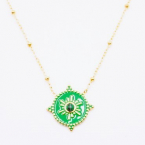 Collier fin pampille colorée