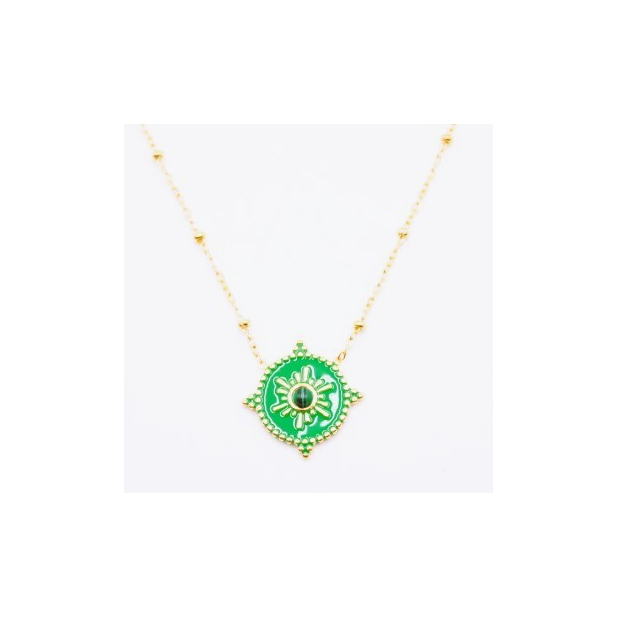 Collier fin pampille colorée