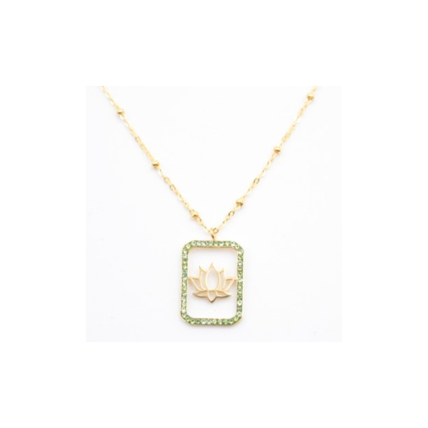 Collier pendentif strass et lotus