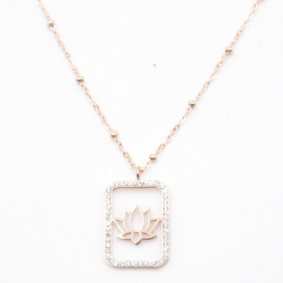 Collier pendentif strass et lotus