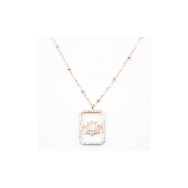 Collier pendentif strass et lotus