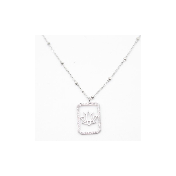 Collier pendentif strass et lotus