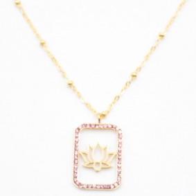 Collier pendentif strass et lotus
