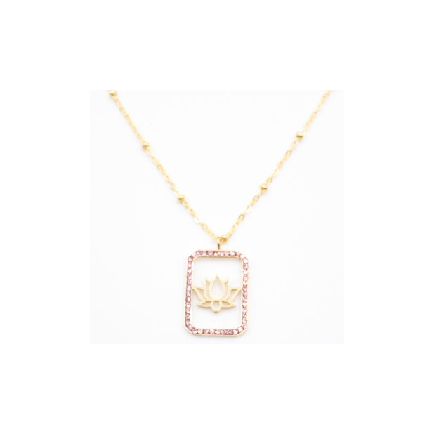 Collier pendentif strass et lotus