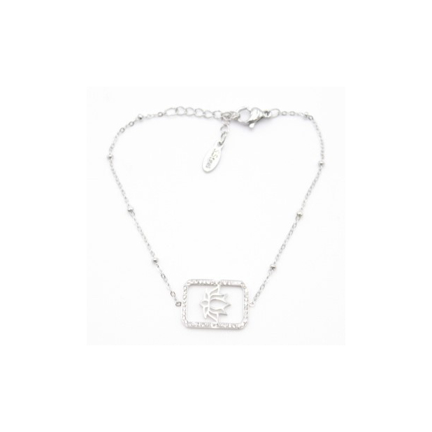 Bracelet pendentif strass et lotus