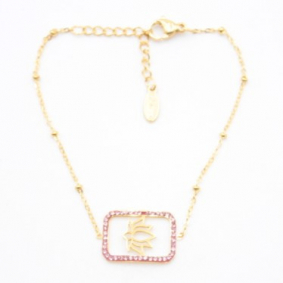 Bracelet pendentif strass et lotus