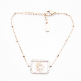 Bracelet pendentif strass et lotus