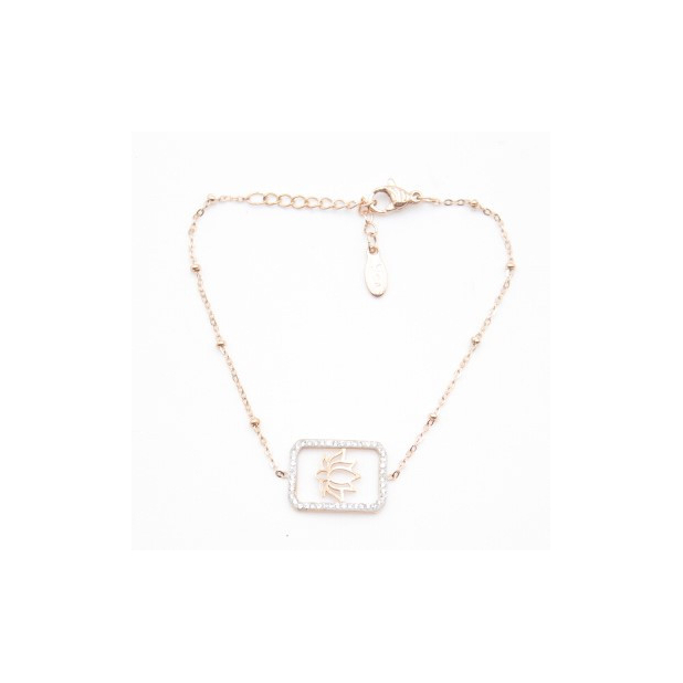 Bracelet pendentif strass et lotus
