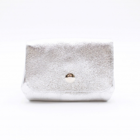 Petit porte-monnaie cuir pailleté 3 poches