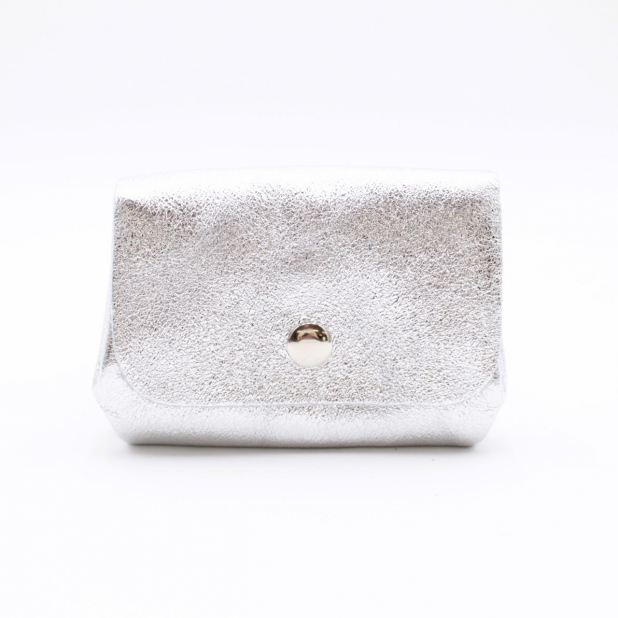 Petit porte-monnaie cuir pailleté 3 poches