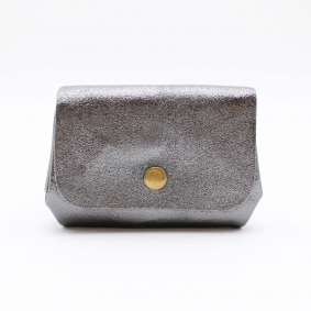 Petit porte-monnaie cuir pailleté 3 poches