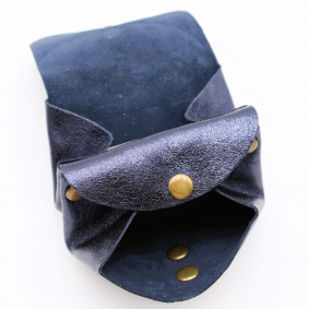 Petit porte-monnaie cuir pailleté 3 poches