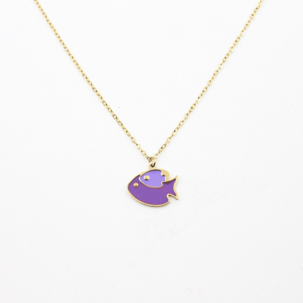 Collier acier pour enfant - poisson