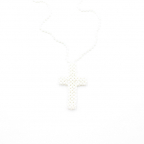 Sautoir croix en perles de cristal